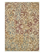 Tappeto KAZAKH 1529 beige e multicolore cm.120x180 stile orientale persiano alta qualità con effetto lucente