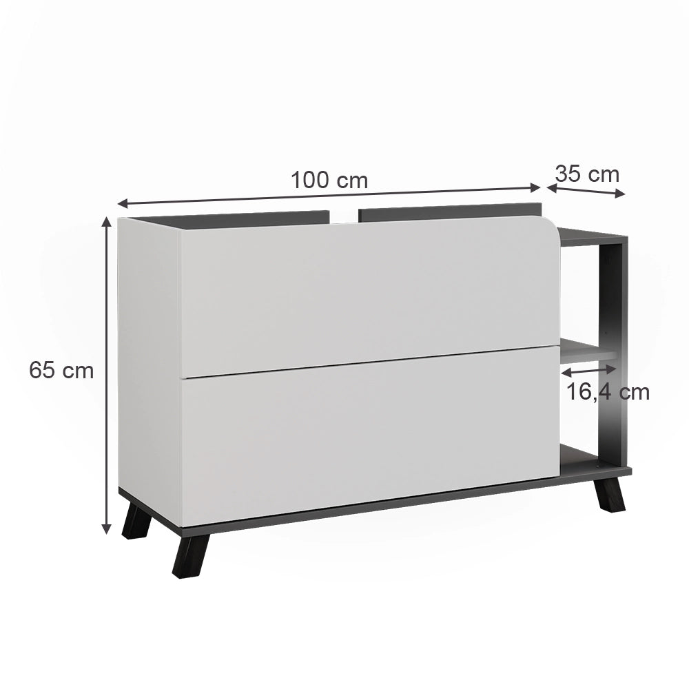 Vicco Mobiletto per lavabo Antracite/bianco 100 x 65 cm con 2 cassetti