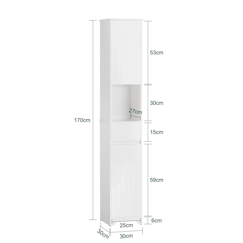 Mobile Alto Mobile A Colonna Bagno Salvaspazio Colonna Bagno Con 2 Armadietti E 1 Vano Aperto 30x30x170cm BZR109-W SoBuy