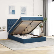 Struttura Letto Pouf con Materasso Blu 140x200cm in Tessuto 3314099