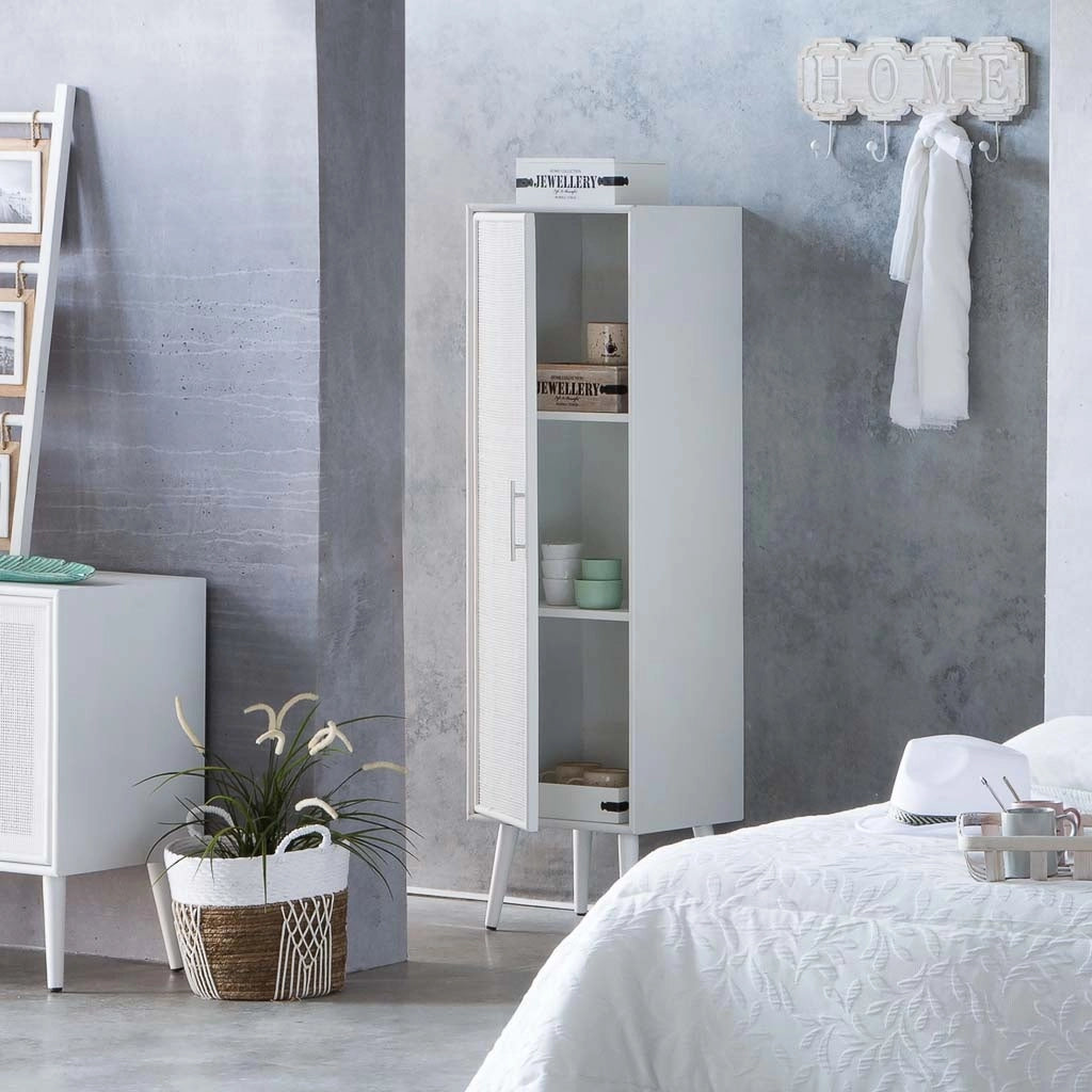 Mobile in legno bianco e rete 40,5x37x139,5h