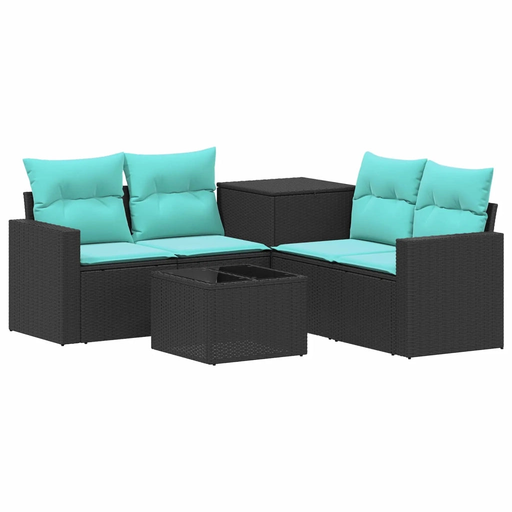 Set di divani 6 pz Nero e Blu Rattan sintetico e Acciaio 3447393