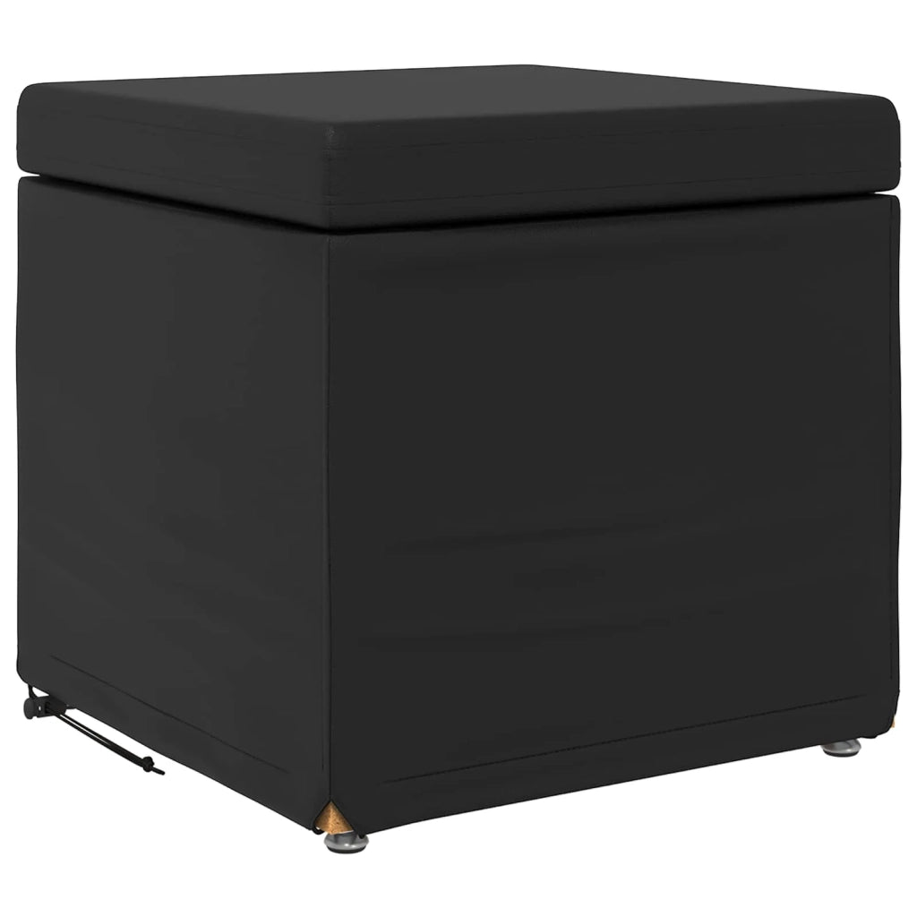 Pouf Nero Pelle Sintetica e Legno Ingegnerizzato 876756
