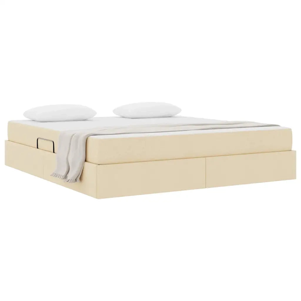 Letto con contenitore e materasso Crema 180 x 200 cm Poliestere