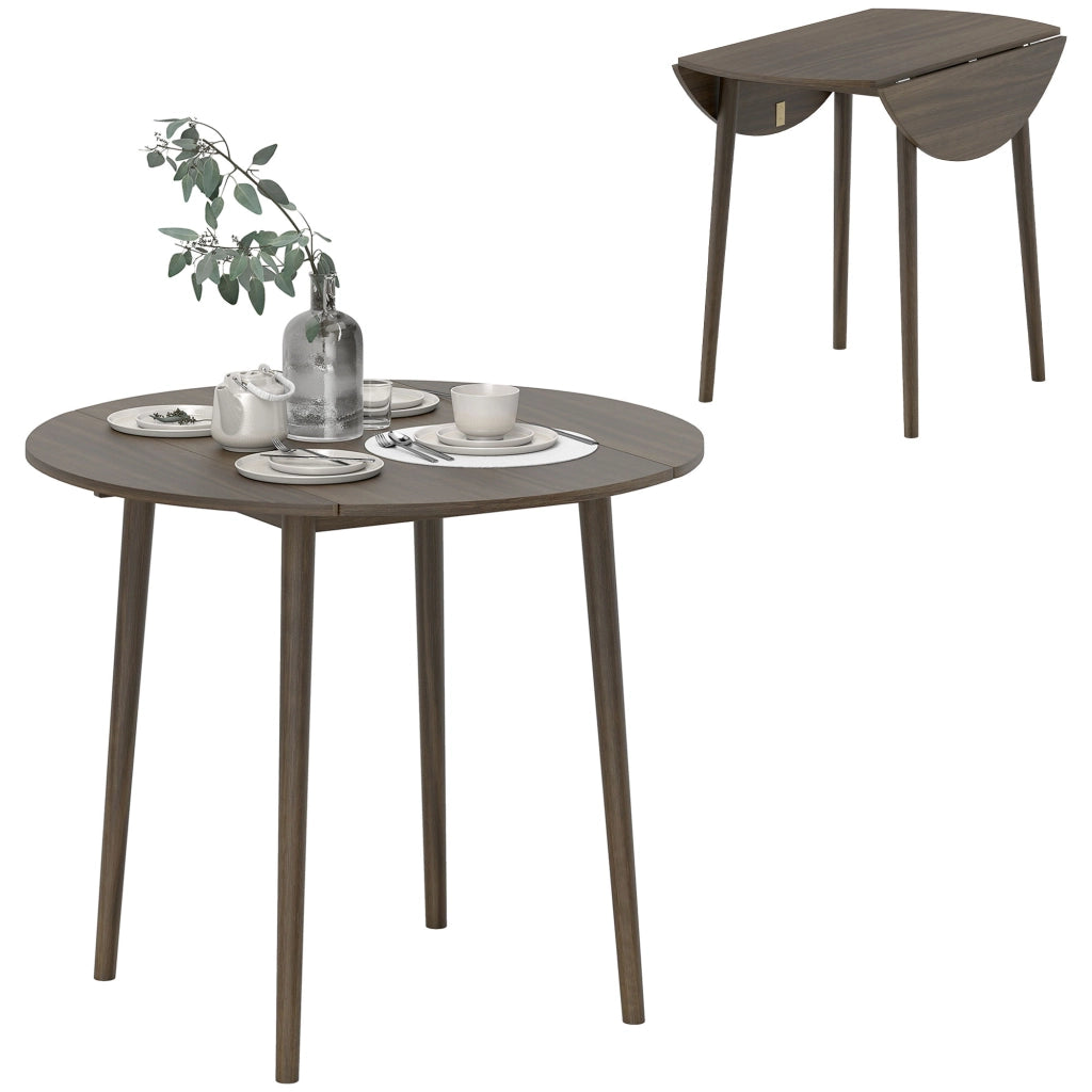Tavolo da pranzo allungabile pieghevole rotondo ¨C zephmum ¨C grigio legno ? 89x73.5 cm