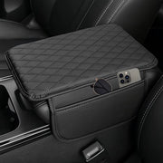 Supporto per braccio centrale in pelle, console centrale auto con cuscino di sostegno, tasca di stoccaggio per auto, pick-up e SUV (Nero)