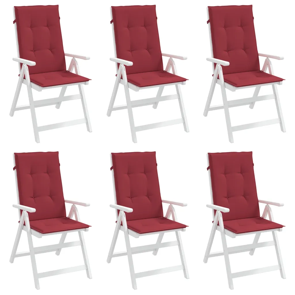 Cuscini per Sedie 6 pz Rosso Vino 120x50x3 cm in Tessuto 314115