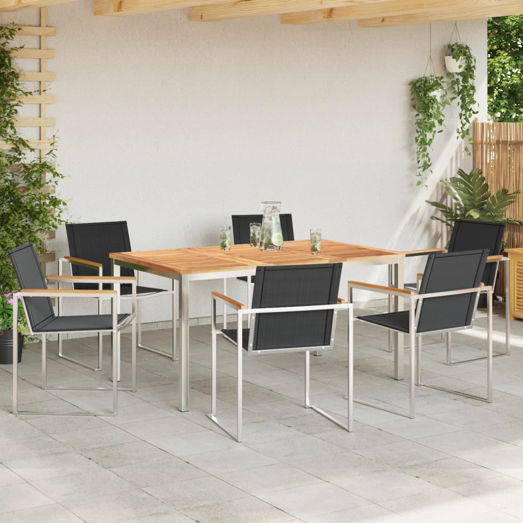 Set da pranzo da giardino  da 7 pezzi in legno massiccio di teak