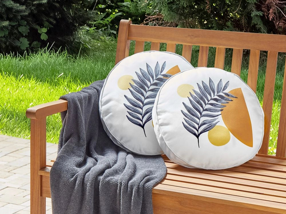 Set di 2 cuscini da giardino in poliestere verde con motivo a foglia ⌀ 40 cm Modernamente resistente all'acqua per esterni