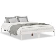 Letto matrimoniale | Letto per adulti | Letto Extra Lungo senza Materasso Bianco 140x220 cm in Pino