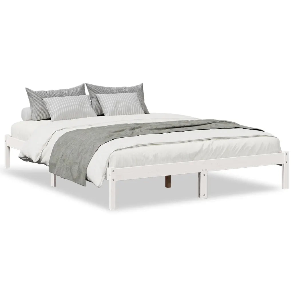 Letto matrimoniale | Letto per adulti | Letto Extra Lungo senza Materasso Bianco 140x220 cm in Pino