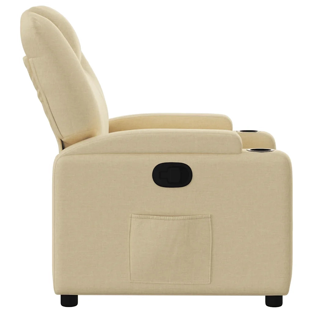 Poltrona reclinabile in tessuto color crema