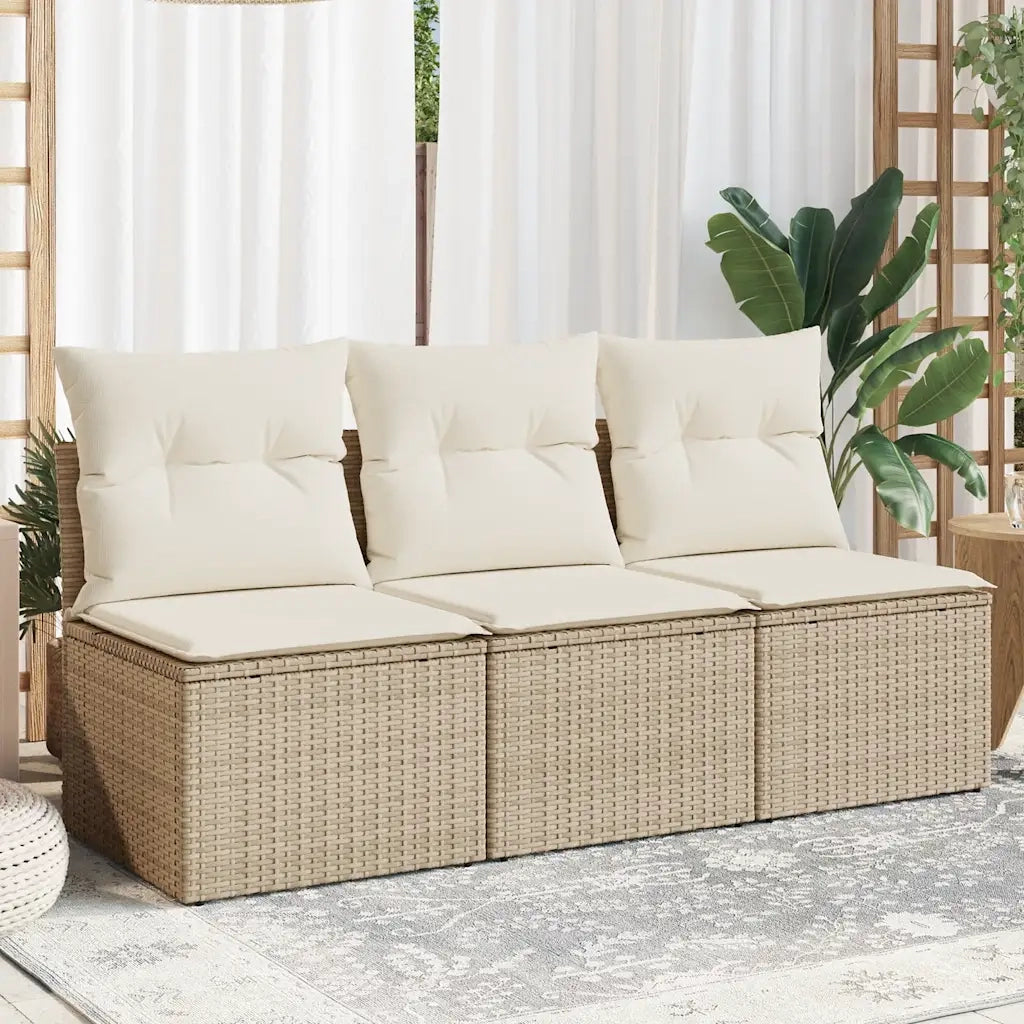Divano da Giardino con Cuscini a 3 Posti Beige in Polyrattancod mxl 89614