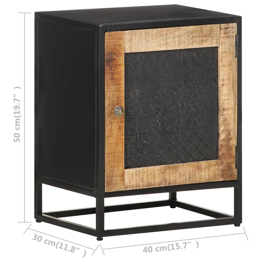 Comodino | Armadio da Notte | Mobiletto da notte 40x30x50 cm in Legno di Mango Grezzo
