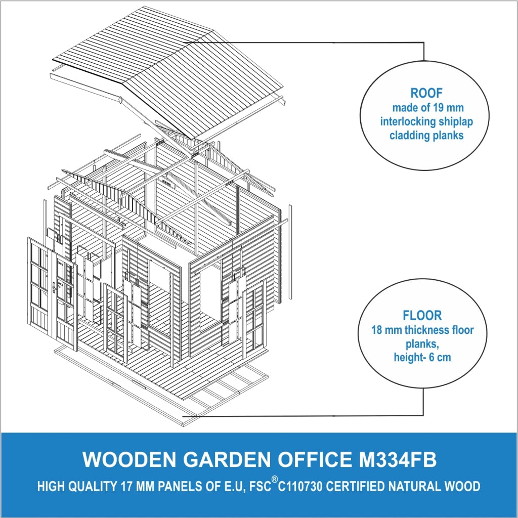 Casetta da giardino  - 6m2 - con tegole bituminose - TIMBELA M334FB+H334FBRED