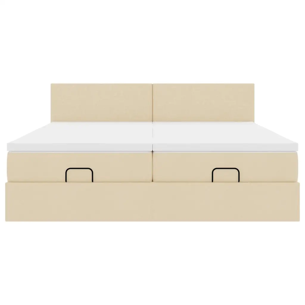 Struttura Letto Pouf con Materassi Crema 160x200 cm in Tessuto 3311971