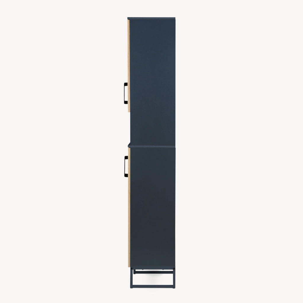 Mobile a Colonna Svanes con 2 Ante in Bambù e 6 Scomparti 170 x 30 x 30 cm - Grigio Scuro/Naturale [en.casa]