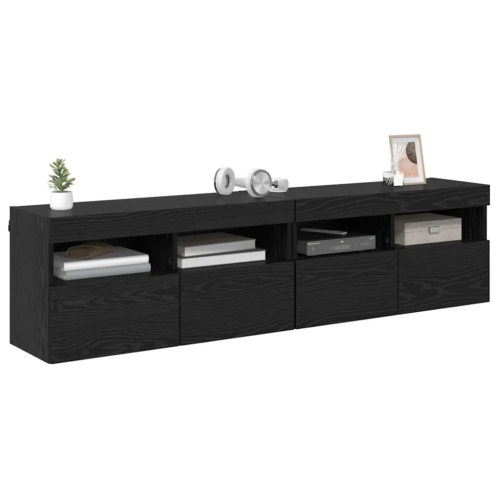 Mobiletti TV da Parete 2 pcs Rovere Nero 80 x 30 x 40 cm 882982