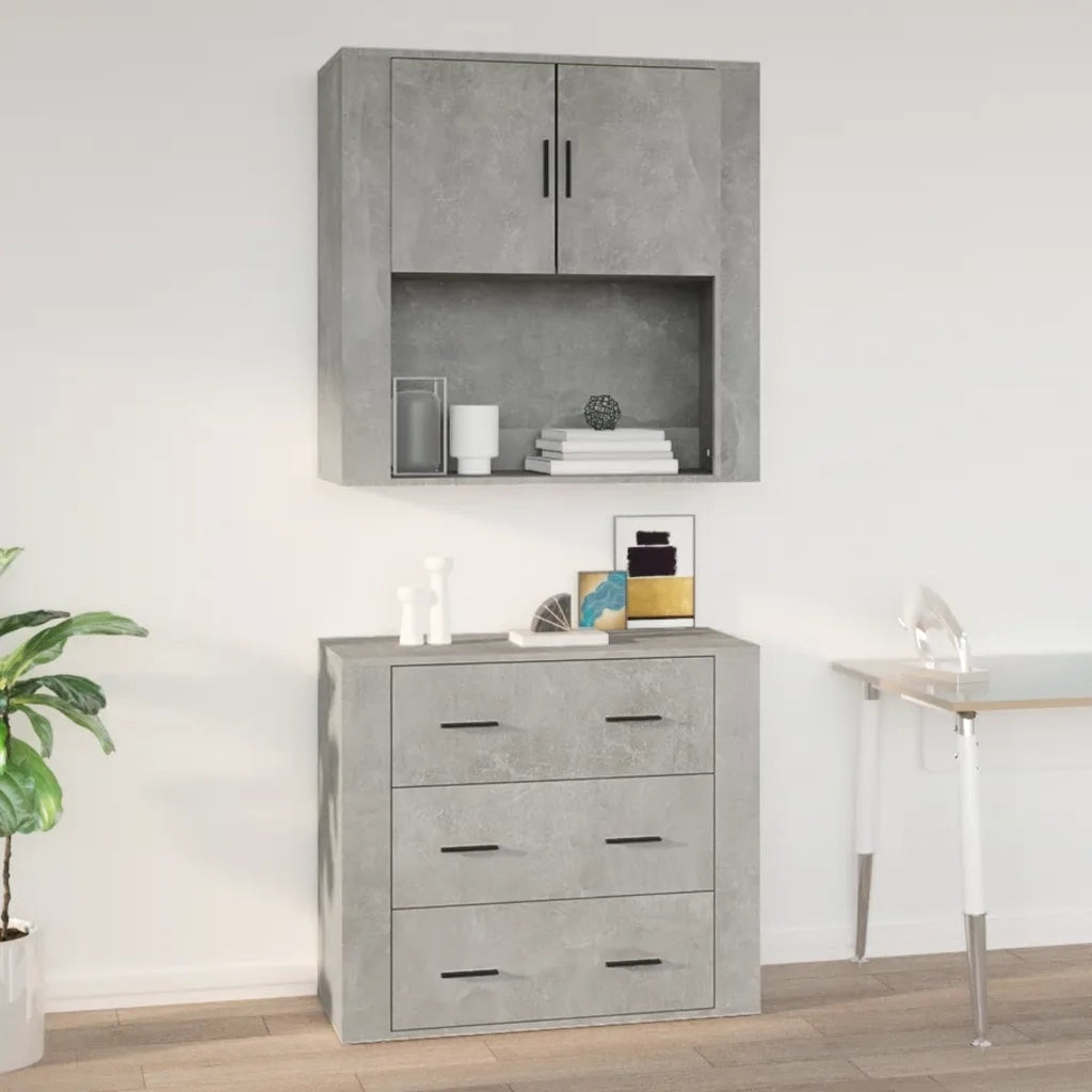 Armadietto a Muro | Mobile a Parete Grigio Cemento 80x33x80 cm in Legno Multistrato