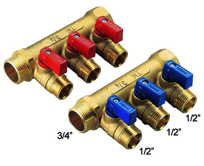 COLLETTORE LINEARE PER SANITARI IN OTTONE MODELLO NINO 3/4X1/2 4 VIE   TIEMME RACCORDERIE SPA