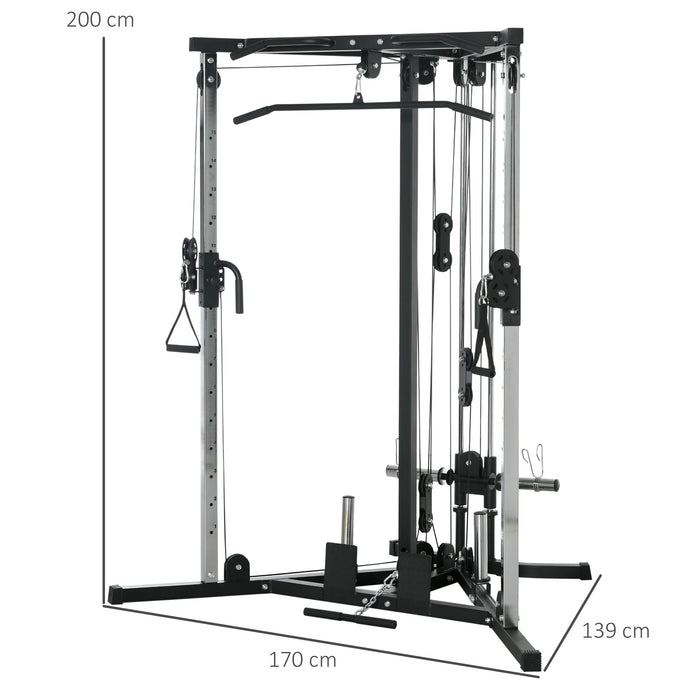 Stazione Fitness per Allenamento Totale 170x139x200 cm Power Tower in Acciaio Nero
