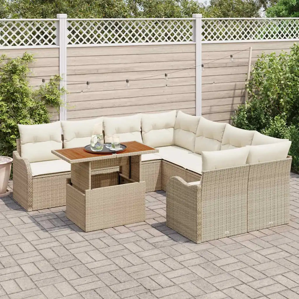 Set Divano da Giardino con cuscino 7 pcs beige e panna