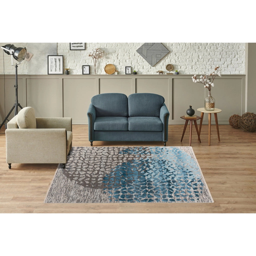 Tappeto moderno Milan 400 a pelo corto blu e grigio