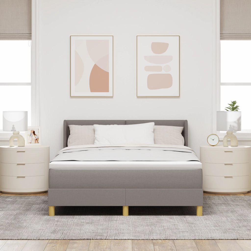 Letto con Box Spring con Materasso Tortora 140x200 cm Tessuto