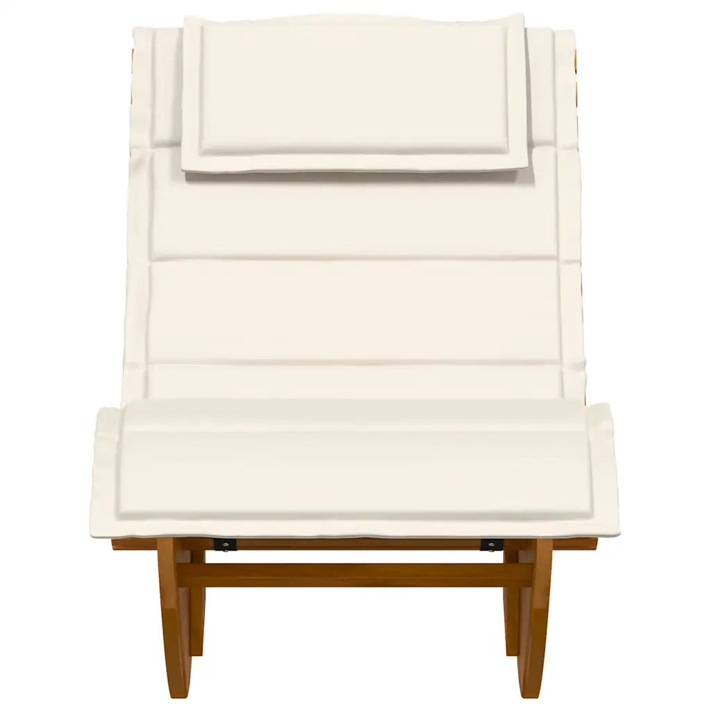Lettino a Dondolo con Cuscino in Legno Massello di Acacia 4103882
