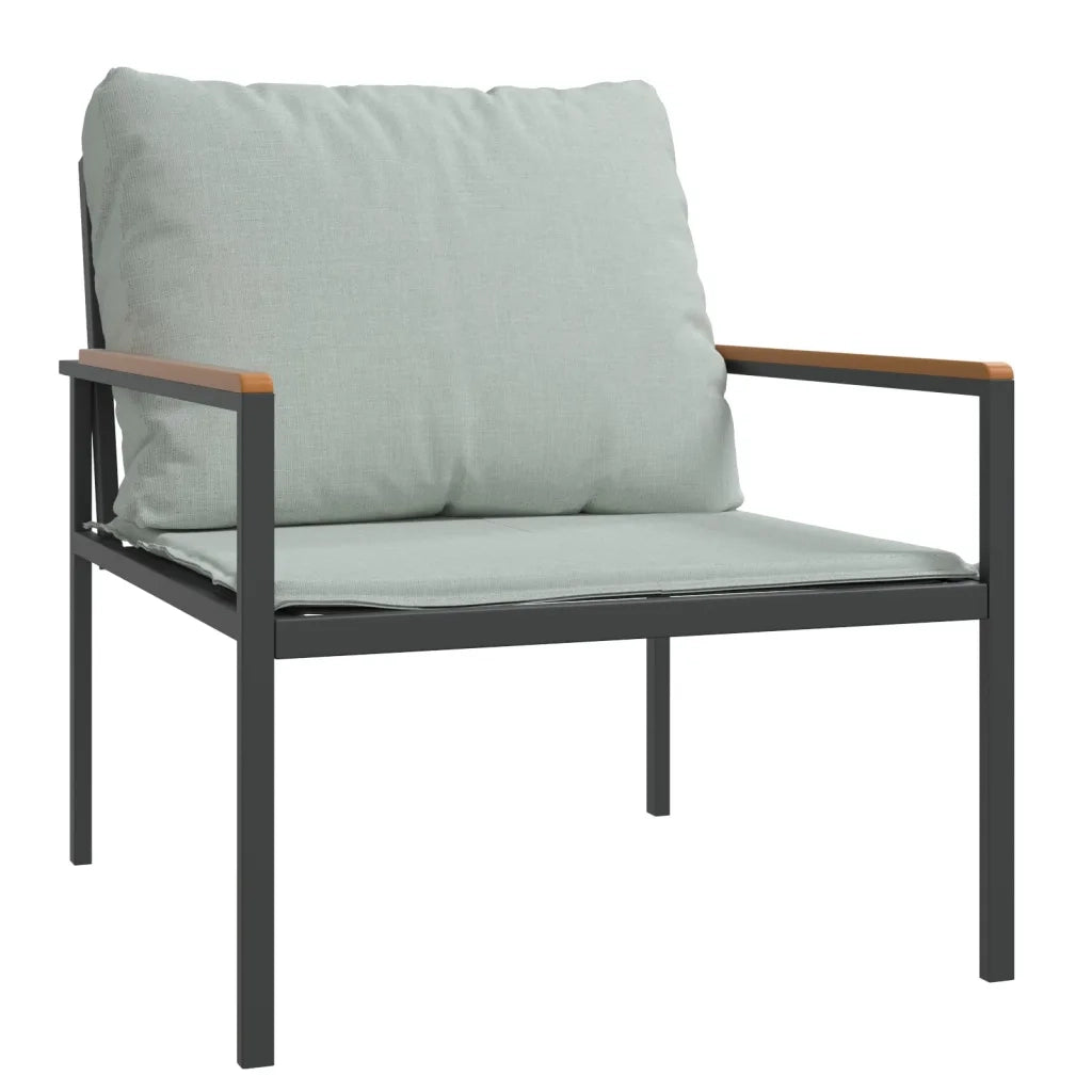 Set Salotto da Giardino 3 pz | Set di Mobili da Esterno con Cuscini in Acciaio Antracite