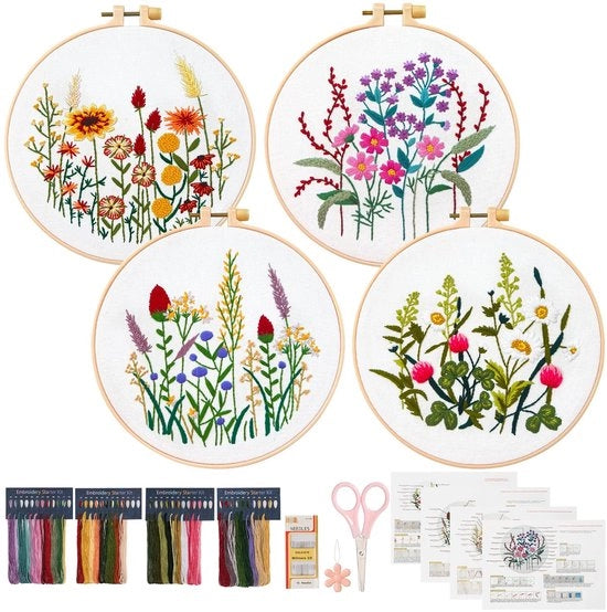 Set di cucito per principianti - kit di cucito con disegni - ideale per la rilassante creatività - 4 pezzi - attività di falegnameria per adulti - inclusi.