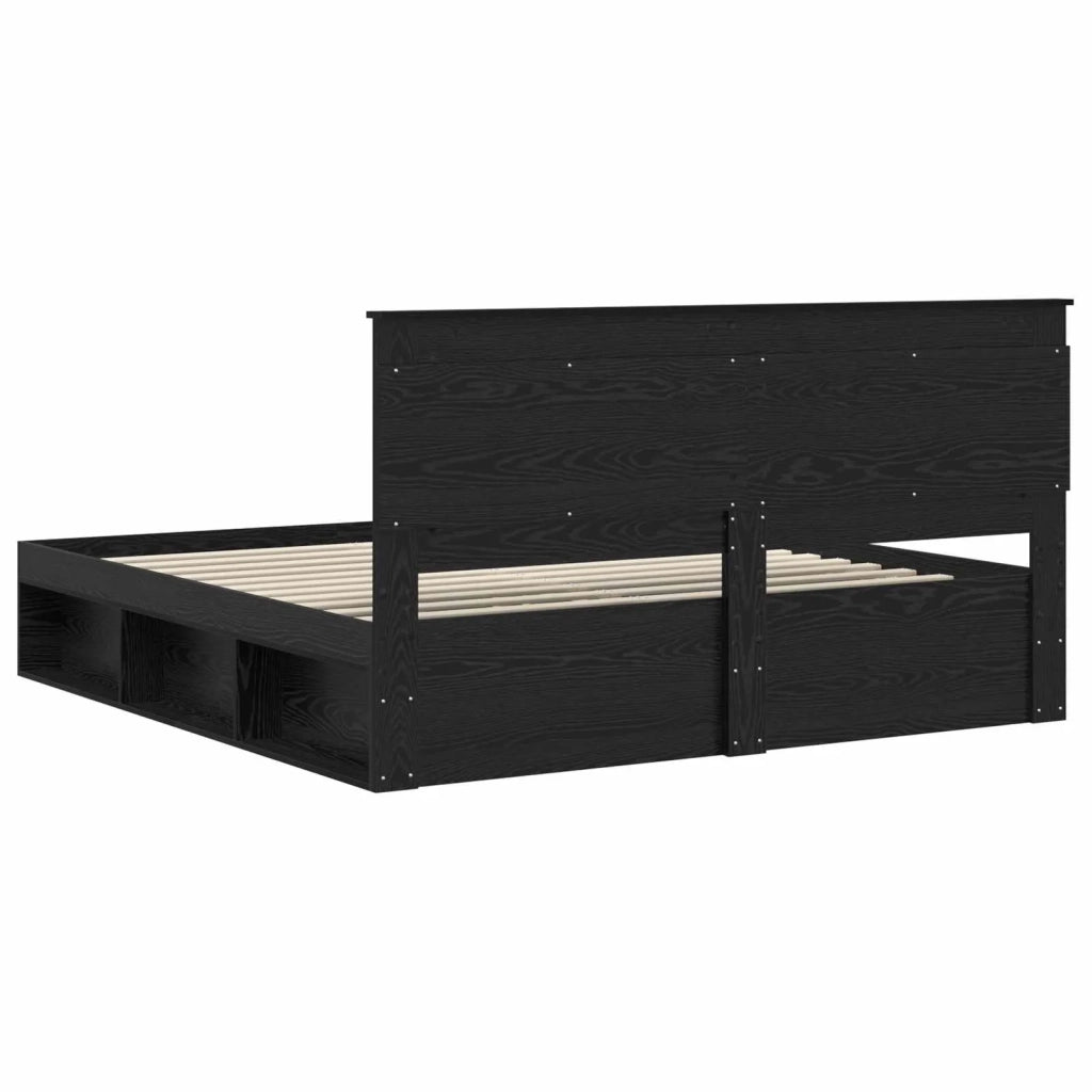 Struttura del letto Nero 200 x 200 cm Pino massello 3410049