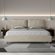 Letto imbottito Matrimoniale 190x200 cm Large - Senza rete,Microfibra,Sabbia