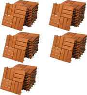 Casaria Piastrelle Legno Acacia 55pz Certificato FSC® Mattonelle 5m² ad Incastro 30x30cm Esterno Mosaico