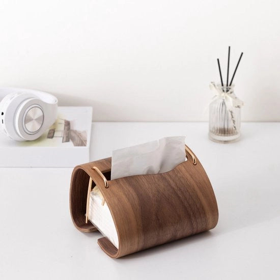 Scatola per tessere in legno di walnuts, contenitore creativo per tessere per la camera da bagno, scatola per tessere semplice, decorazione per ufficio per camera da letto, sala da pranzo, auto, scatola per tessere in legno per la casa