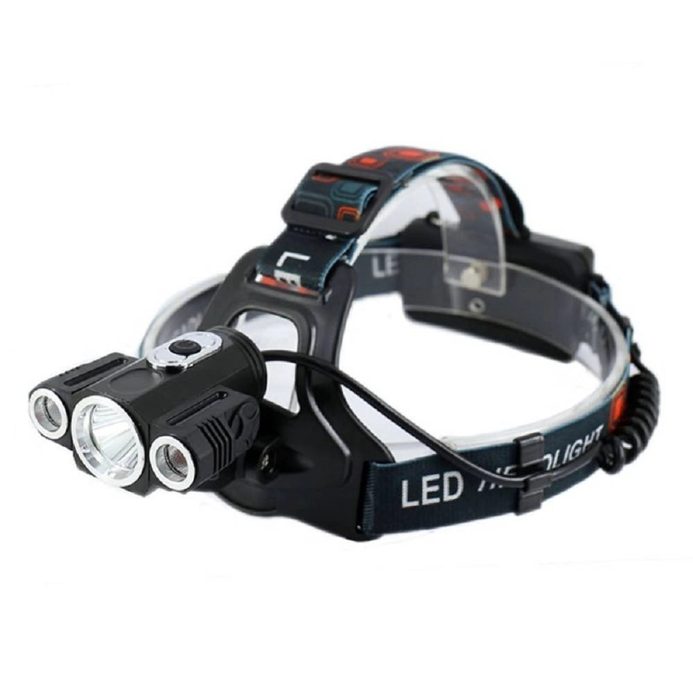 Trade Shop - Torcia Lampada Frontale Led Ricaricabile 3led 5000 Lumen Cree T6 100mt 180° 1825 -