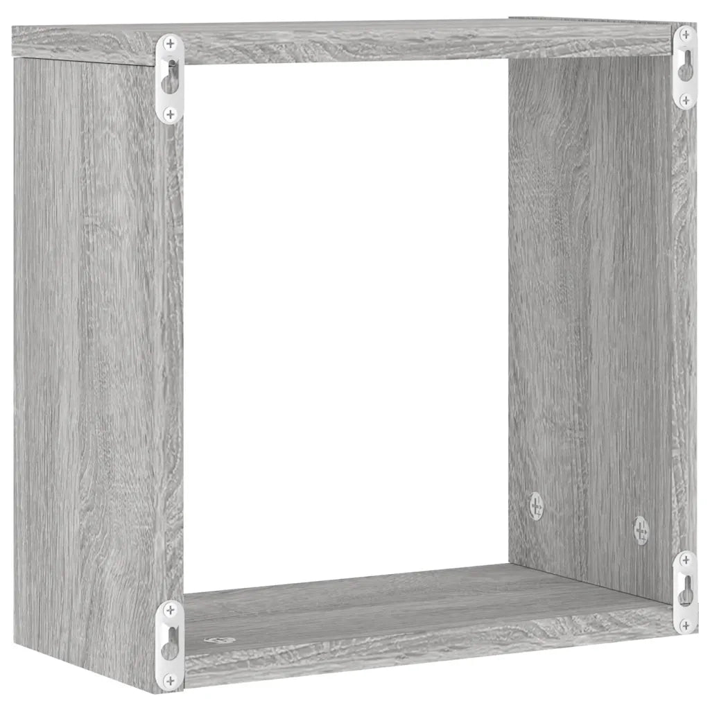 vidaXL Mensole Parete a Cubo 2 pz Grigio Sonoma 30x15x30 cm