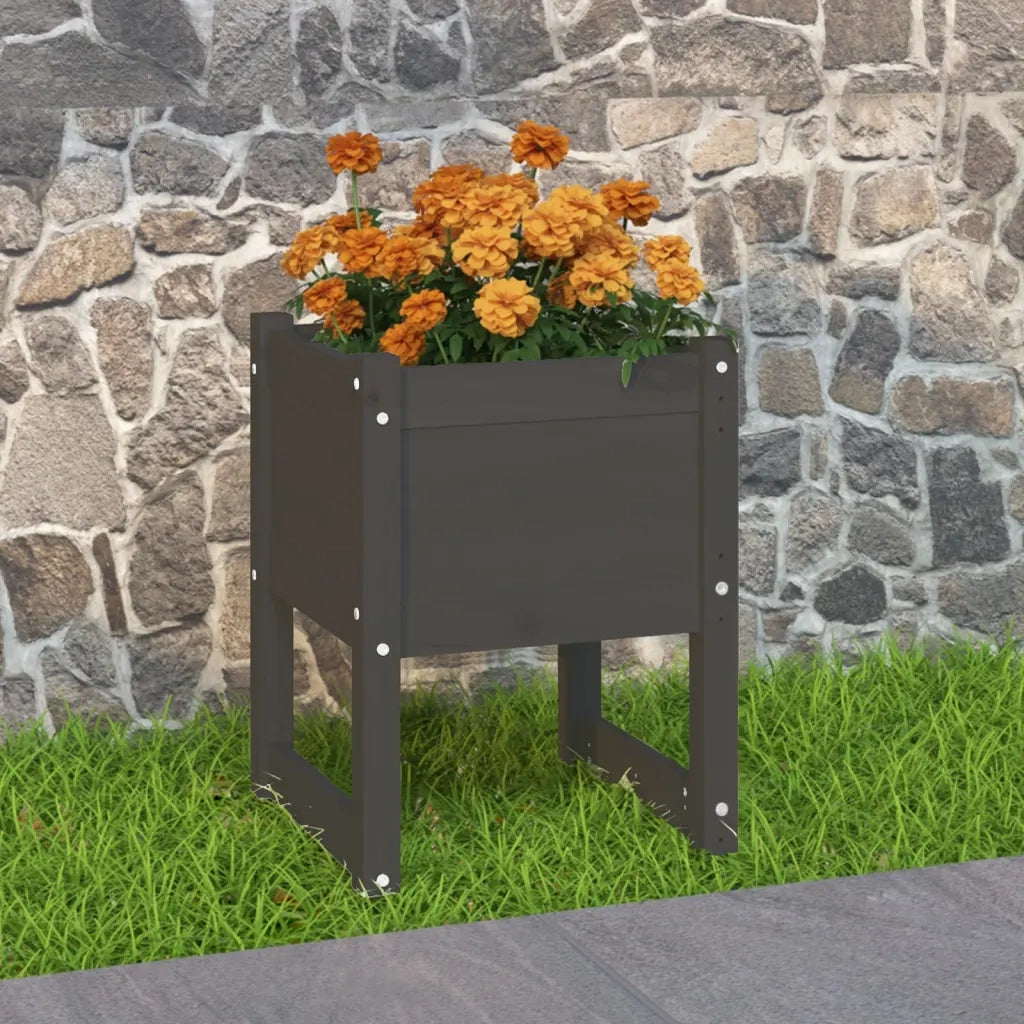 Fioriera Grigio 40x40x52,5 cm in Legno Massello di Pino 822111