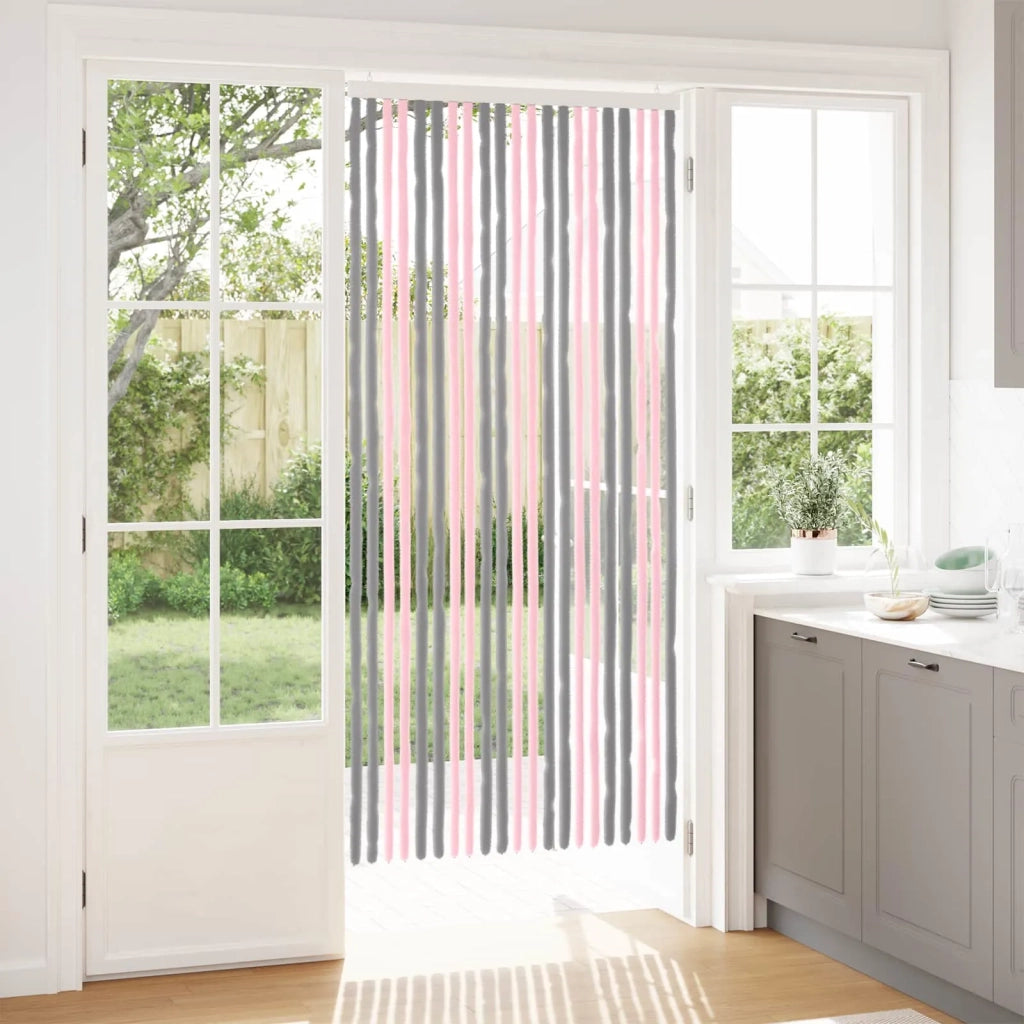 Tenda per insetti in chenille Grigio Argento e Rosa 90 x 200 cm 42034439