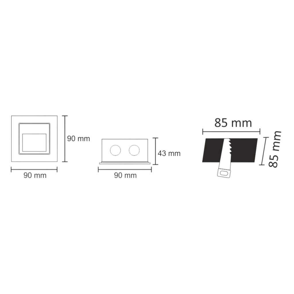 Lampada LED da scala Q7 quadrata 3W 4000K IP44 grafite Polux