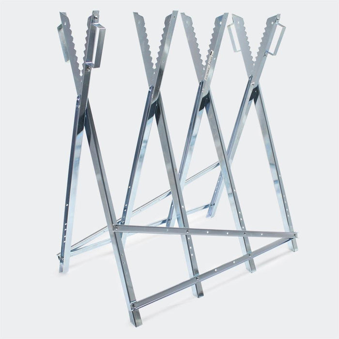 Cavalletto zincato regolabile con maniglie portalegna 80 x 80 cm 3416169