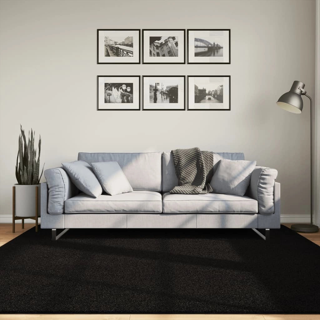 Tappeto a Pelo Corto HUARTE Morbido e Lavabile Nero 200x200cmcod mxl 109961