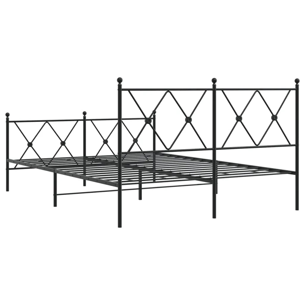 Giroletto con Testiera e Pediera Metallo Nero 137x190 cm