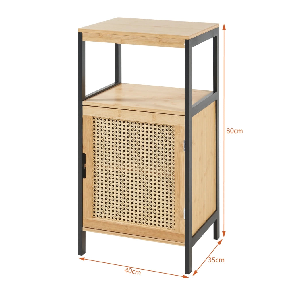 Mobiletto portaoggetti da bagno 80 x 40 x 35 cm MDF bambù rattan beige 03_0008886