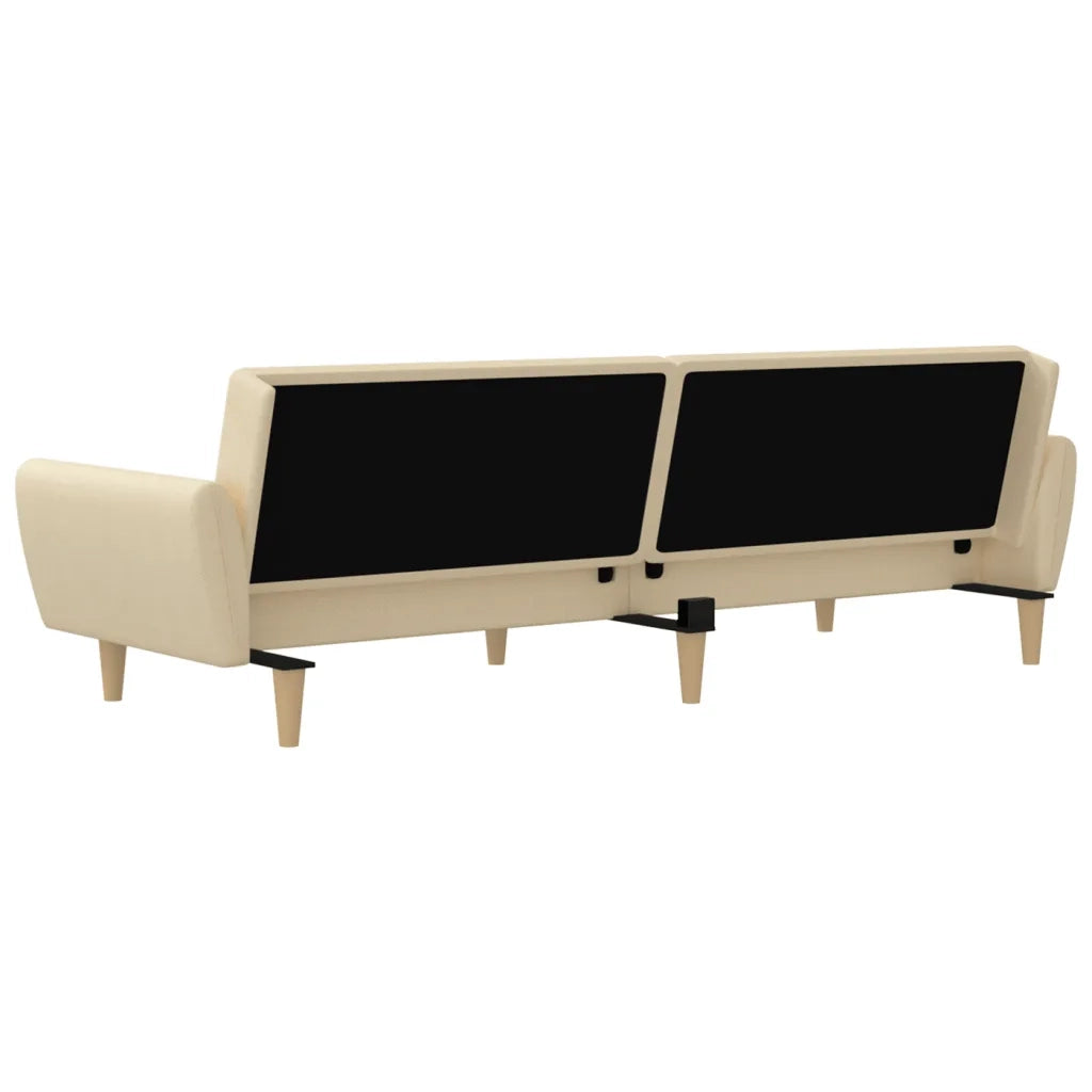Divano Letto a 2 Posti Crema in Tessuto 375855