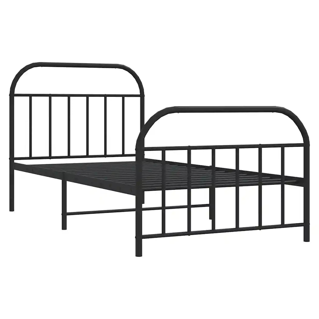 Giroletto con Testiera e Pediera Metallo Nero 100x190 cm 353647