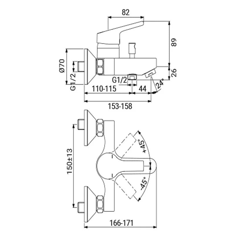 Miscelatore ideal standard serie idro one per vasca, cromato