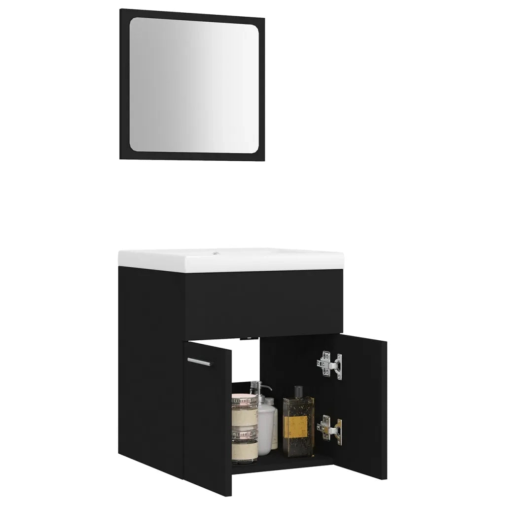 Set Mobili da Bagno Nero in Truciolato