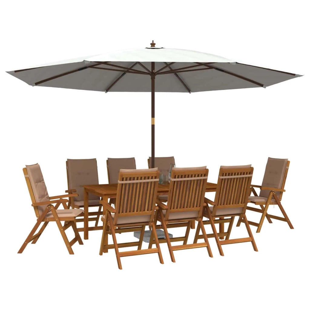 Set da pranzo da giardino da 9 pezzi 9 pz Naturale 3434628