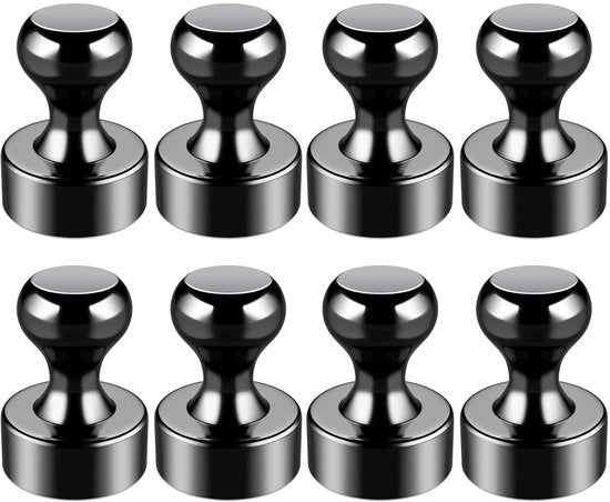 Pacchetto di 8 magneti per frigorifero 12 x 16 mm magneti neodimio Piccoli magneti cilindrici con forti magneti con scatola per ufficio, lavagna, scuola, bacheca (nero)